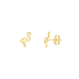 Flamingo Stud Earrings | 14K Yellow Gold | Sweet - by Dazyle