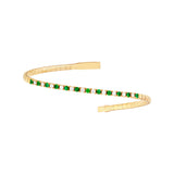 Emerald & Diamond Flexi Tennis Bangle - 14K Yellow Gold - 7.0 inch - by Dazyle