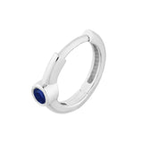 Sapphire Bezel Mini Hoops - 14K White Gold 12mm Sapphire Earrings - by Dazyle