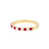 Ruby & Diamond Stackable Band - 14K Yellow Gold - Size 4 - by Dazyle