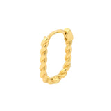 Oval Twist Hoop Earrings - 14K Yellow Gold - by Dazyle