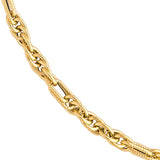 Polished Textured 2+1 Link Chain Necklace - 14K Yellow Gold - 7.5 Inch - by Dazyle