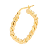 Square Twist Rope Hoop Earrings - 14K Yellow Gold - by Dazyle