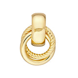 Texture Door Knocker Hoop Earrings - 14K Yellow Gold - by Dazyle