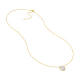 Diamond Pave Round Pendant Necklace 14K Yellow & White Gold 3/8tcw Cable Chain - 14K Yellow & White Gold 18 Inches - by Dazyle