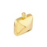 Puff Square Charm - 14K Yellow Gold - - by Dazyle