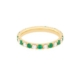 Emerald & Diamond Eternity Band - 14K Yellow Gold - Size 4 - by Dazyle