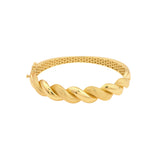Textured Twist Bangle Bracelet | 14K Yellow Gold | Box Lock | Statement Bangle - 14K Yellow Gold
