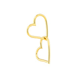 Double Open Heart Dangle Earrings - 14K Yellow Gold - by Dazyle