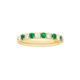 Emerald & Diamond Half Eternity Band 3/8ctw 14K Yellow Gold Wedding Band - by Dazyle