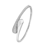 Diamond Pave Teardrop Bypass Bangle in White Gold - 14K White Gold - by Dazyle