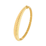 Graduated Ribbed Bangle Bracelet | 14K Yellow Gold | Box Lock | Eye-Catching Bangle - 14K Yellow Gold