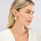 Jumbo Puff Teardrop Dome Earrings - 14K Yellow Gold Dangle Earrings - by Dazyle