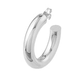 Polished Open Hoop Earrings | 14K White Gold | 6mm x 30mm - by Dazyle