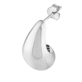 14K White Gold Teardrop Dome Dangle Earrings - 14K White Gold - by Dazyle