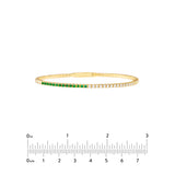 Diamond & Emerald Flexi Tennis Bangle - 14K Yellow Gold - 7.0 Inches - by Dazyle