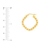 Square Twist Rope Hoop Earrings - 14K Yellow Gold - by Dazyle