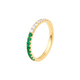 14K Yellow Gold Stackable Band - Alternating Emerald & Diamond - Wedding Band - Size 4 - by Dazyle