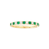 Emerald & Diamond Stackable Band - 1/4tcw Diamonds - 14K Yellow Gold - by Dazyle