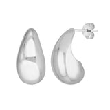 14K White Gold Teardrop Dome Dangle Earrings - 14K White Gold - by Dazyle