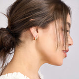 Extra Wide Textured Round Hoop Earrings - 14K Yellow Gold - by Dazyle