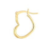 Tilted Heart Hoop Earrings - 14K Yellow Gold (13x18mm) - by Dazyle