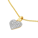Pave Diamond Heart Pendant 1/2tcw - 14K Yellow & White Gold - by Dazyle