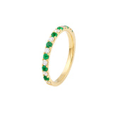 Emerald & Diamond Stackable Band - 1/4tcw Diamonds - 14K Yellow Gold - by Dazyle