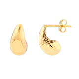 Small Teardrop Dome Earrings - 14K Yellow Gold - by Dazyle