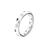 Staggered Sapphire & Diamond Ring - 14K White Gold - by Dazyle