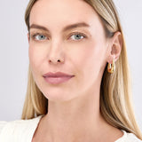 Graduated Oval Puff Mini Hoop Earrings - 14K Yellow Gold Hinge Closure - by Dazyle