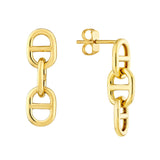 Double Link Earrings Stud Earrings - 14K Yellow Gold - by Dazyle