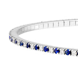 Sapphire & Diamond Eternity Flexi Tennis Bangle - 14K White Gold - 7 Inches - by Dazyle