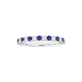Sapphire & Diamond Stackable Band 14K White Gold Wedding Band Ring - 14K White Gold Size 4.0 - by Dazyle