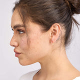 Neon Pink Enamel Baby Hoop Earrings - 14K Yellow Gold - by Dazyle