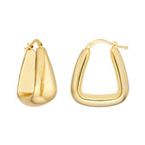 Puff Tapered Squared Off Hoop Earrings - 14K Yellow Gold Hoop Earrings - by Dazyle