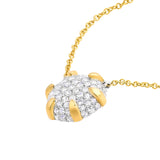 Diamond Pave Round Pendant Necklace 14K Yellow & White Gold 3/8tcw Cable Chain - 14K Yellow & White Gold 18 Inches - by Dazyle
