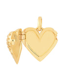 Textured Heart Locket Pendant - 14K Yellow Gold - by Dazyle