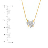 Diamond Pave Heart Pendant Necklace - 14K Yellow & White Gold 18 Inch - by Dazyle