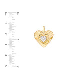 Pave Diamond Fluted Heart Locket Pendant - 14K Yellow & White Gold (1/15tcw) - by Dazyle