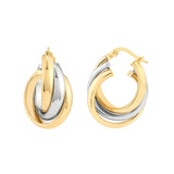 Two-Tone Love Knot Hoop Earrings - 14K Yellow & White Gold - by Dazyle