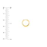 Ridged Polished Round Hoop Earrings - 14K Yellow Gold - by Dazyle