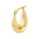 Oval Teardrop Hoop Earrings - 14K Yellow Gold Hinge Back - by Dazyle
