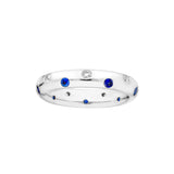 Staggered Sapphire & Diamond Ring - 14K White Gold - by Dazyle