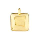Puff Square Charm - 14K Yellow Gold - - by Dazyle