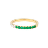 14K Yellow Gold Stackable Band - Alternating Emerald & Diamond - Wedding Band - Size 4 - by Dazyle