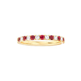 Ruby & Diamond Stackable Band - 14K Yellow Gold - Size 4 - by Dazyle
