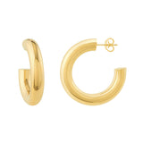 Polished Open Hoop Earrings | 14K White Gold | 6mm x 30mm - by Dazyle