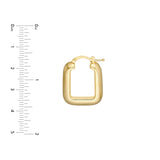 Puffy Square Shape Hoop Earrings - 14K Yellow Gold Hinge Closure - by Dazyle