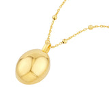 Puffed Oval Charm - 14K Yellow Gold - by Dazyle